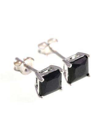 Silver Bar square zirconia earrings black 8x8 mm 3482