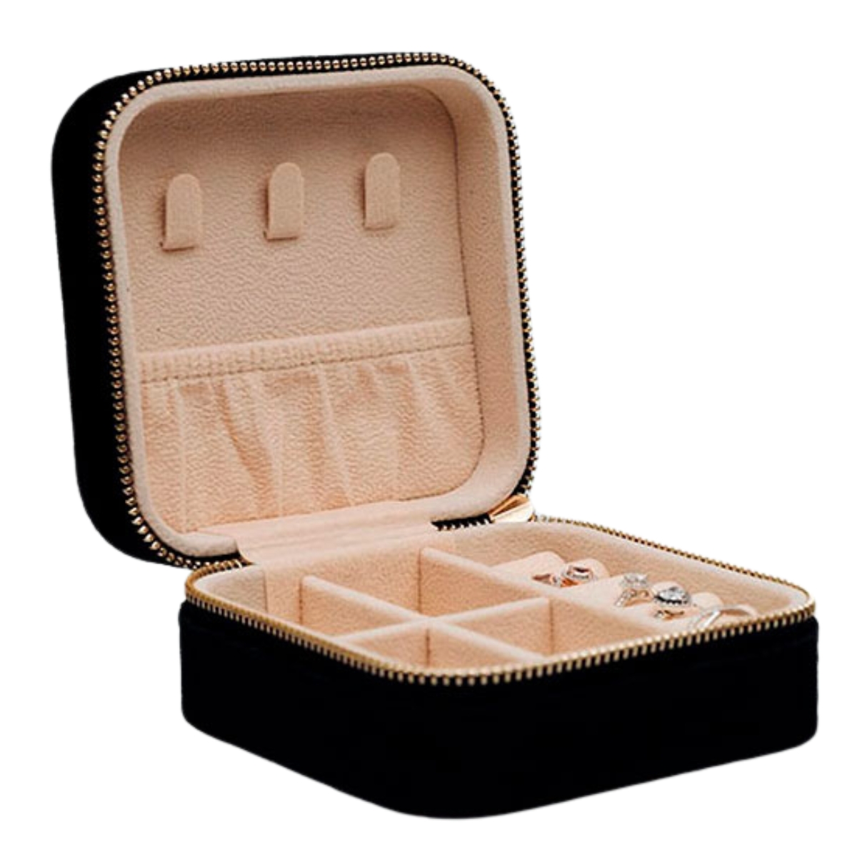 Lykka velvet black square jewellery box