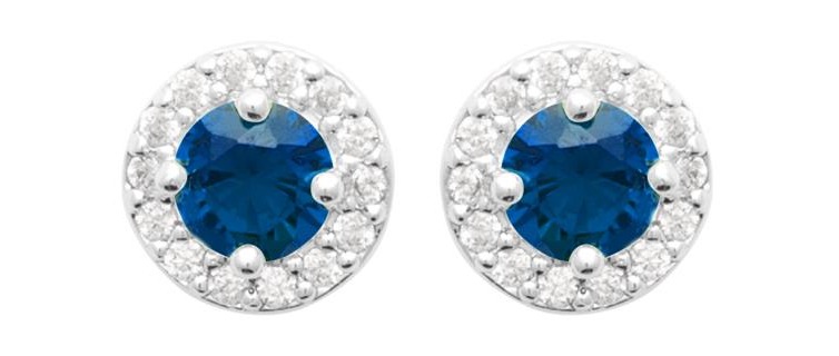 Lykka Casuals halo blue cubic zirconia silver earrings