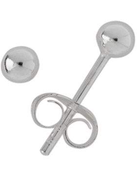 Silver Bar ball earrings 4 mm 1317