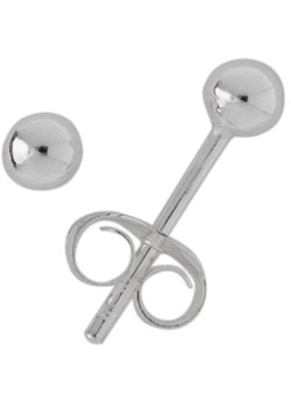 Silver Bar ball earrings 4 mm 1317