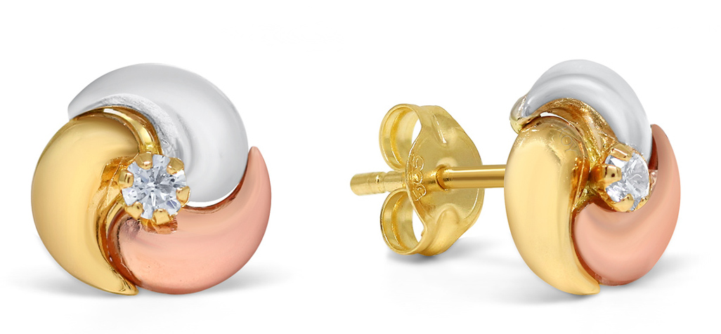 Goldearrings knot threecolor zircon 140151ZYWR