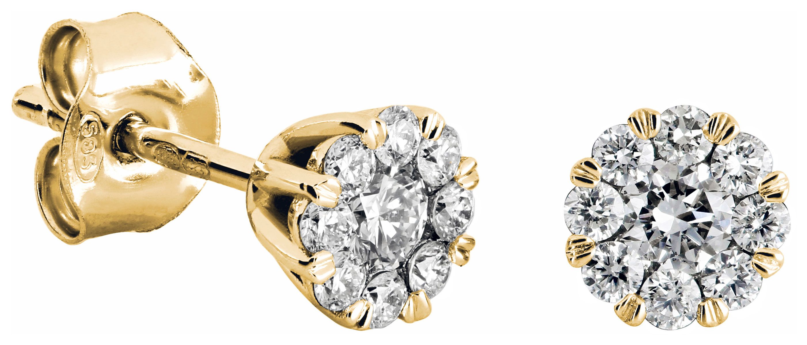 Kohinoor Dahlia gold diamond earrings 143-232K-44