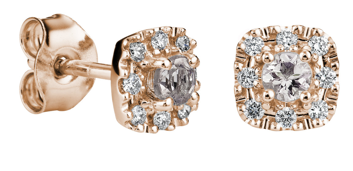 Kohinoor Valerie 14k rose gold morganite diamond earrings 143-263P-16MO