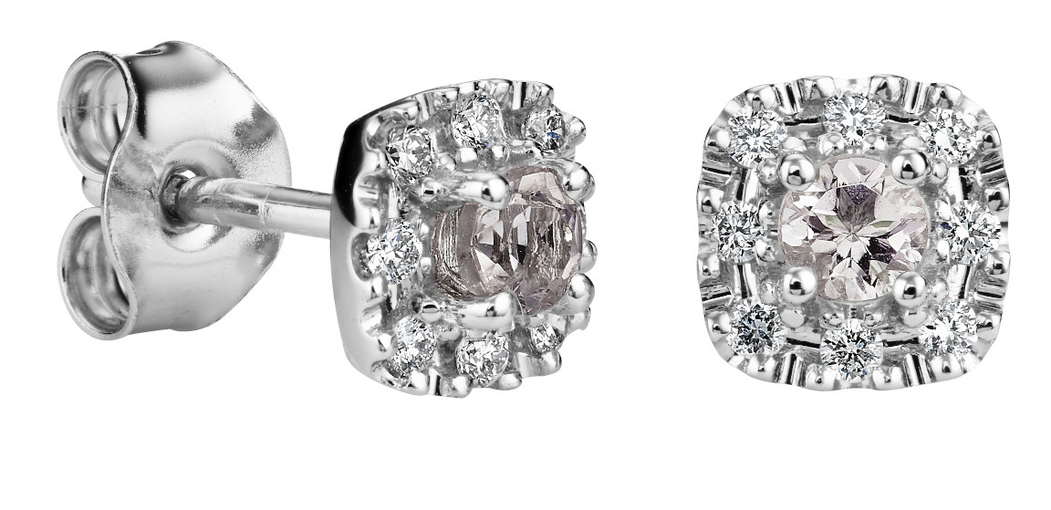 Kohinoor Valerie 14k white gold morganite diamond earrings 143-263V-16MO