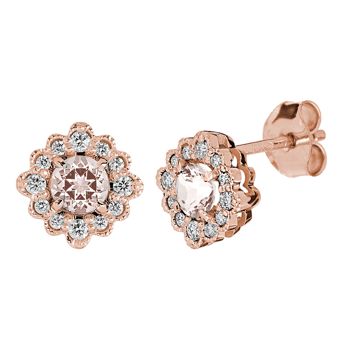 Kohinoor Bellis diamond earrings with morganite 143-616PMO-16