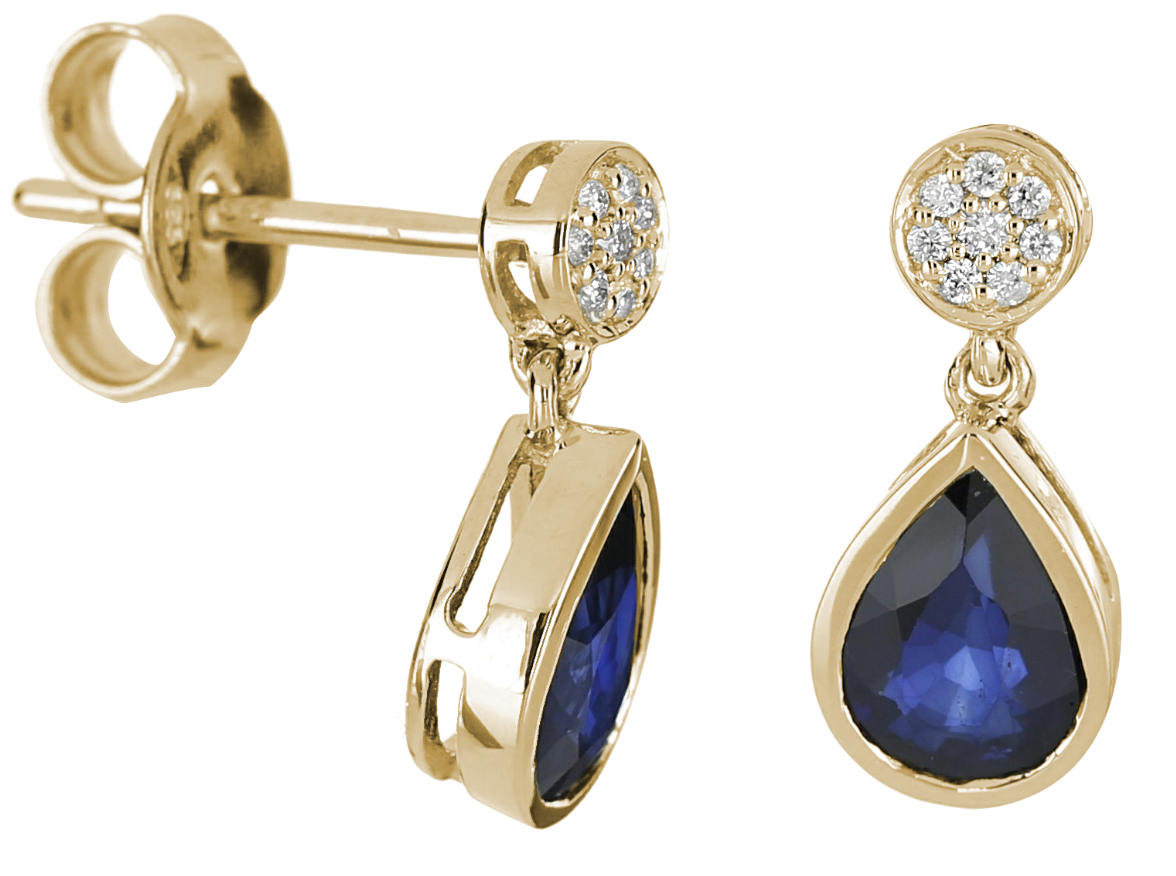 Kohinoor diamond earrings with sapphire 143-9833S