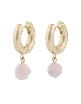SNÖ of Sweden Sanna gold light pink hoops with pendant 1318-6700379