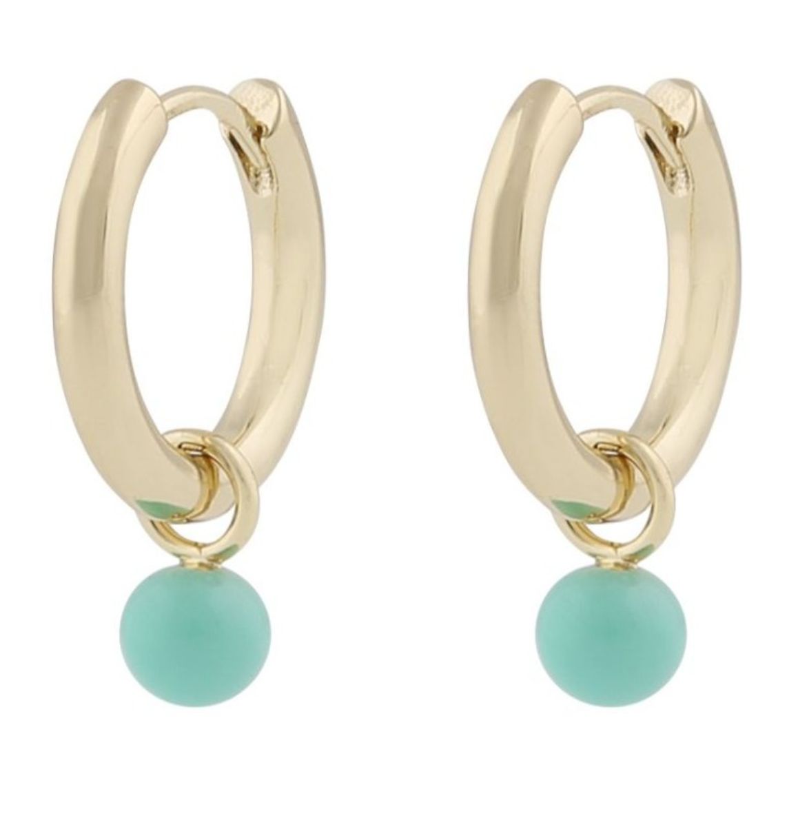 SNÖ of Sweden Twiggy gold aqua hoops with pendant 1320-6100377