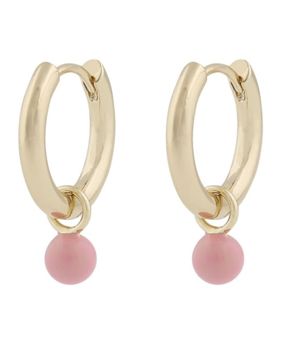 SNÖ of Sweden Twiggy gold pink hoops with pendant 1320-6100375