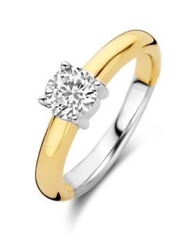 TI SENTO two-tone solitaire silver ring 1463ZY