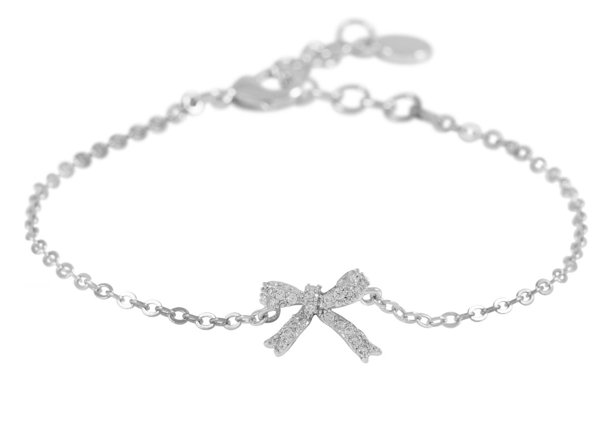 SNÖ of Sweden Stina bow stone chain bracelet s/clear 13363800012