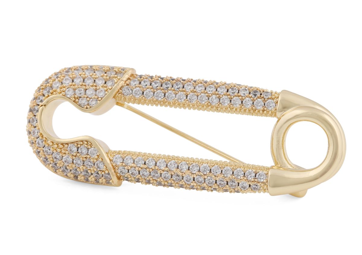 SNÖ of Sweden Stina safety pin brooch g/clear 1336-9300251