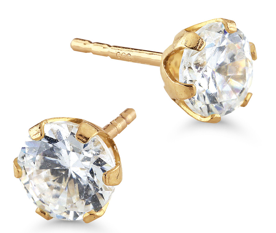 Goldearrings zircon 4 mm crown 148991Z