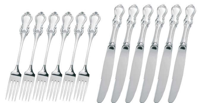Romantiikka silver 6 pcs salad for and knife