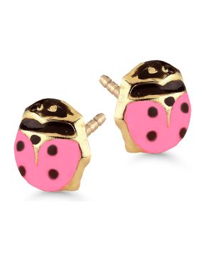 Goldearrings ladybug lightred enamel 1527pink