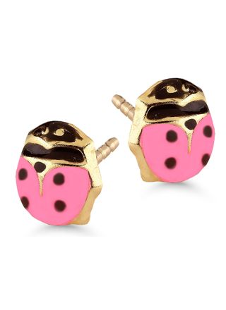Goldearrings ladybug lightred enamel 1527pink