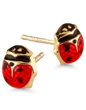 Goldearrings ladybug red enamel 1527pun