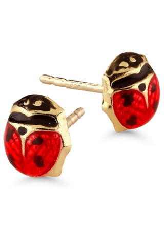 Goldearrings ladybug red enamel 1527pun