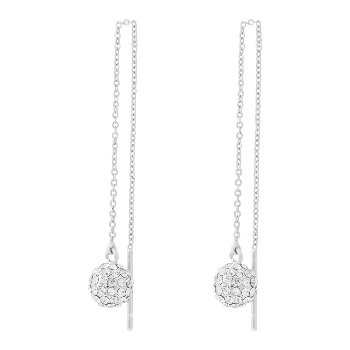 Snö of Sweden Bennet silver-plated crystal pendant chain earrings 1390-7500012