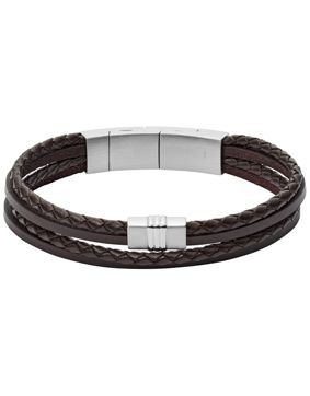 Fossil bracelet Brown Multi-Strand Braided Leather JF02934040
