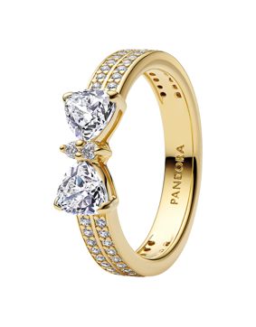 Pandora Timeless sparkling bow double-row ring 163552C01