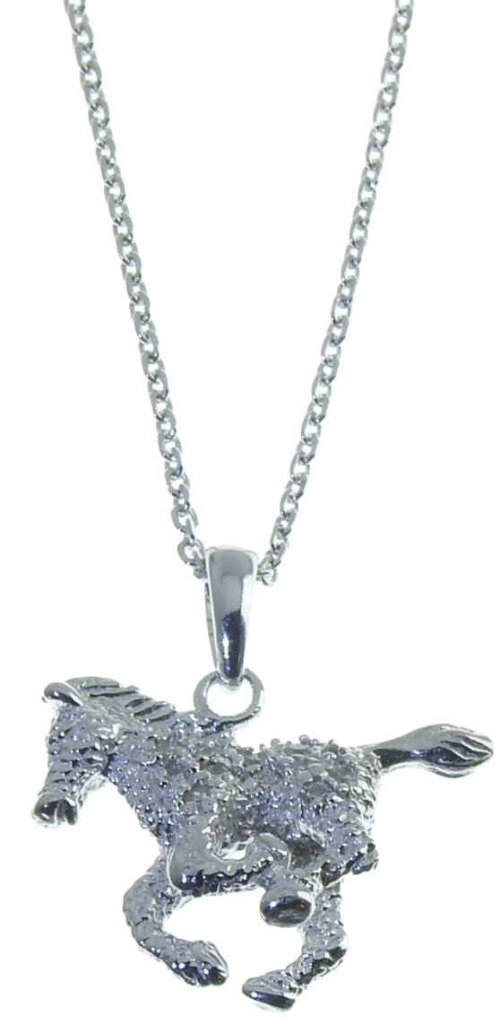 Rodinated Silver horse pendant with 45cm chain G44-R/ANK040/45