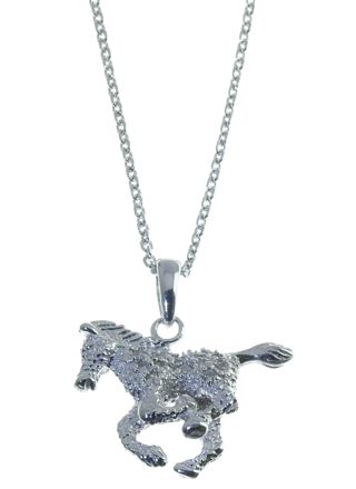 Rodinated Silver horse pendant with 45cm chain G44-R/ANK040/45
