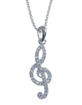 Rodinated Silver Clef pendant 45cm G61-R/ANK040/45