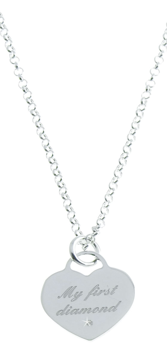 silver My First Diamond pendant 45cm KES.EK101/45