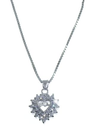Rodinated Silver Small Heart Pendant Necklace 45cm E36-R/VEN024/45