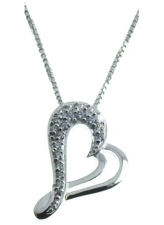 Rodinated Silver Big Heart Pendant Necklace 45cm E42-R/VEN024/45