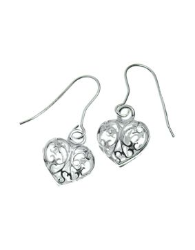 Silver Lace heart Earrings C54
