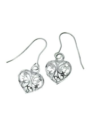 Silver Lace heart Earrings C54