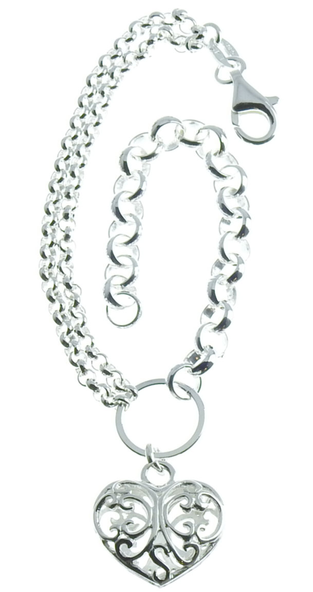 Silver big lace heart Bracelet R30/18.5
