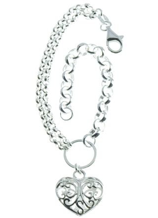 Silver big lace heart Bracelet R30/18.5