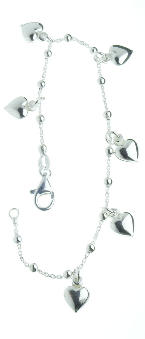 Silver Bracelet 6 hearts R98/18,5