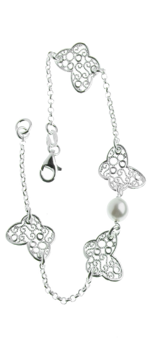Silver Filigree butterfly bracelet R129/18.5