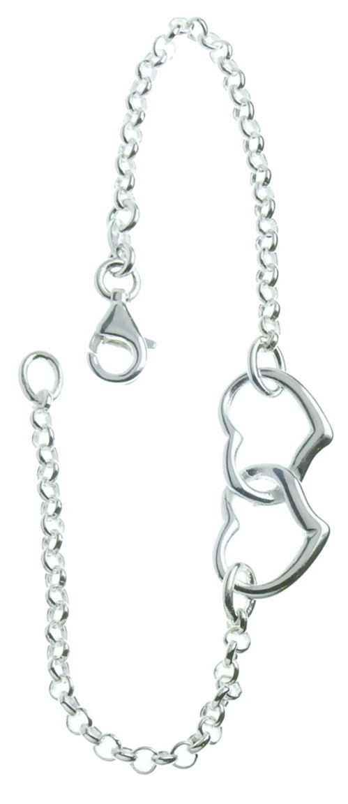 Silver Bracelet Double hearts R17/18.5