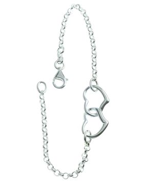 Silver Bracelet Double hearts R17/18.5