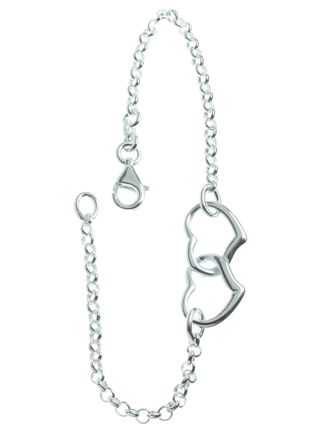 Silver Bracelet Double hearts R17/18.5