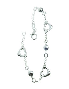 Silver Bracelet sphere and hearts R16/18.5