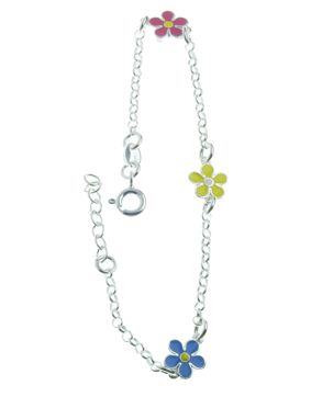 Silver kids Bracelet emaloidut flowers R181/16-2