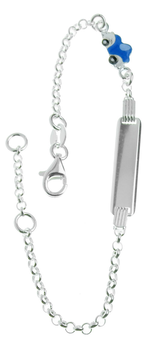Silver kids Bracelet With Engraving Plate Enamelled Car R142/16