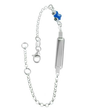 Silver kids Bracelet With Engraving Plate Enamelled Car R142/16