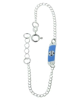 Silver Childrens Bracelet With Engraving Plate Enamelled Football R121/16