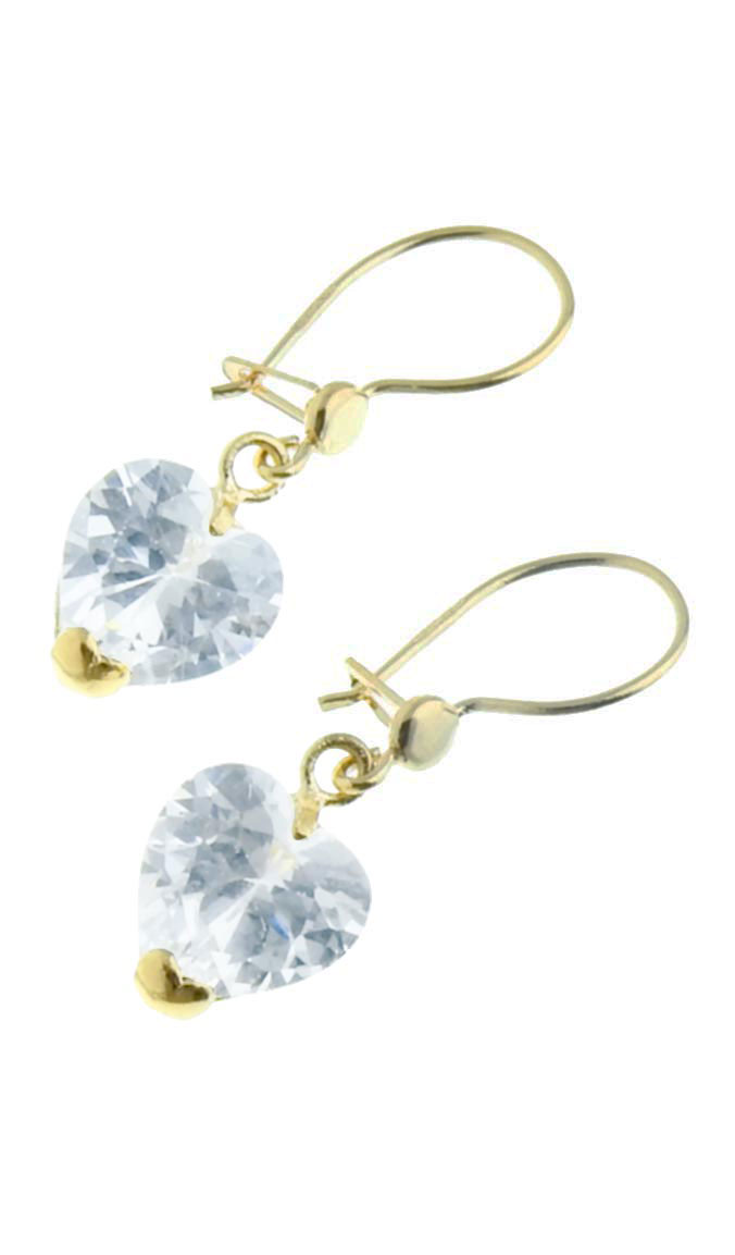 Golden Earrings with Zircon hearts PK2-17B
