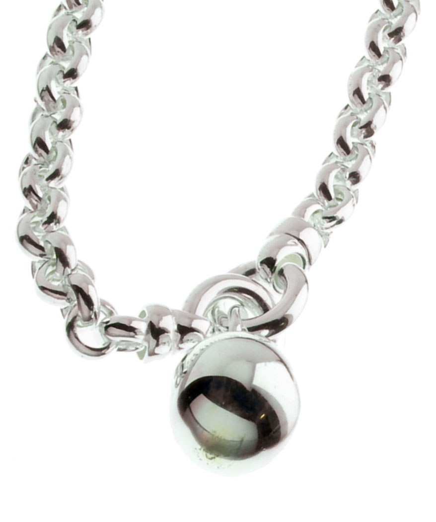 Silver Belcher Chain With Ball Pendant EK20/45