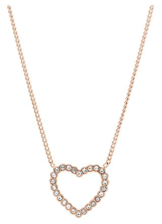 Fossil Necklace Open Heart Rose Gold-Tone Stainless Steel JF03086791