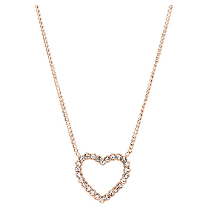 Fossil Necklace Open Heart Rose Gold-Tone Stainless Steel